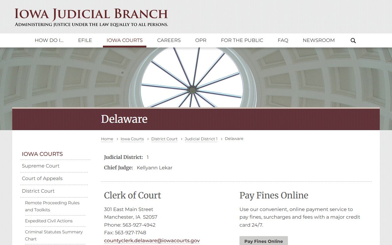 Delaware County District Court records contact for arrests